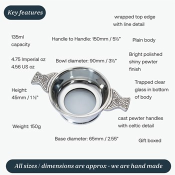 Standard Glass Base Pewter Quaich Standard Glass Base Pewter Quaich