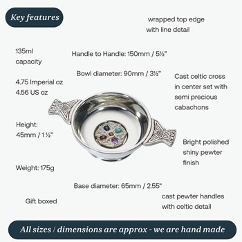 Standard Gem Cross Pewter Quaich