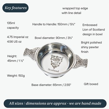 Standard Lion Of Scotland Pewter Quaich