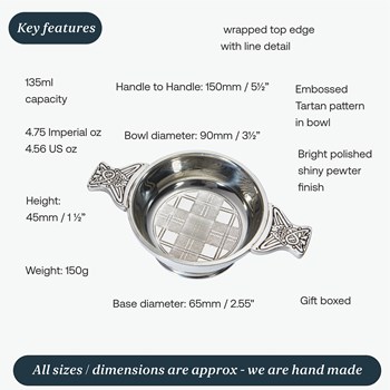 Standard Tartan Pewter Quaich Standard Tartan Pewter Quaich