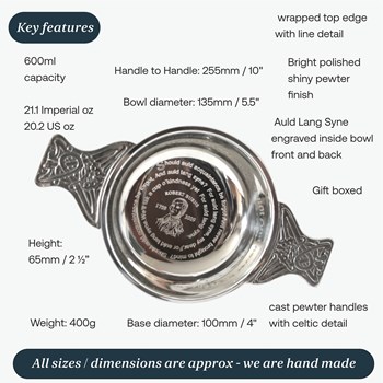 250th Commerorative Engraved Burns Quaich