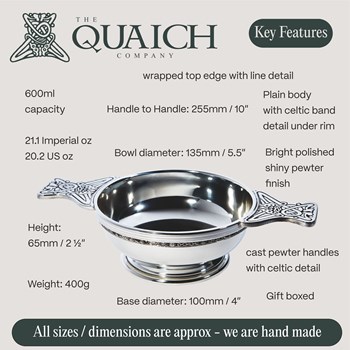 Celtic Band Pewter Large Plus Quaich Celtic Band Pewter Large Plus Quaich