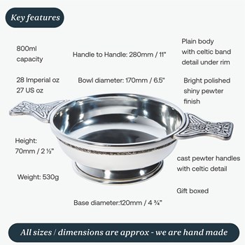 Xl Celtic Band Pewter Quaich
