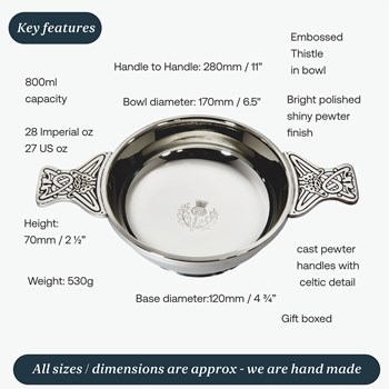 Extra Large Thistle Pewter Quaich