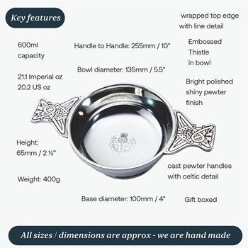 Large Plus Thistle Pewter Quaich Large Plus Thistle Pewter Quaich