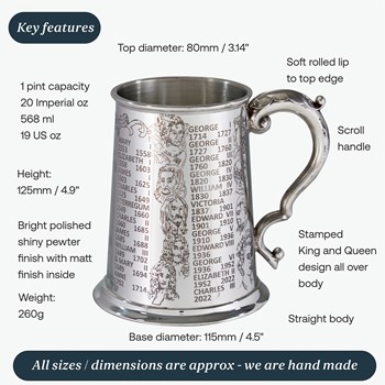 Kings And Queens One Pint Pewter Tankard