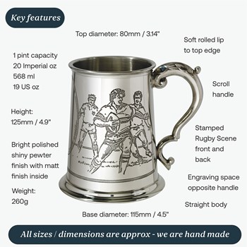Rugby Scene One Pint Pewter Tankard