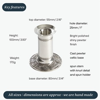 Large Celtic Base Pewter Candle Holder