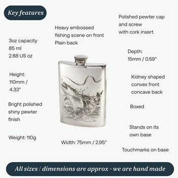3oz Embossed Fishing Top Pocket Flask 3oz Embossed Fishing Top Pocket Flask