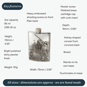 3oz Embossed Shooting Top Pocket Flask 3oz Embossed Shooting Top Pocket Flask