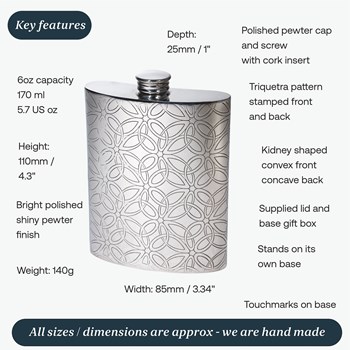 Triquetra 6oz Pewter Kidney Hip Flask
