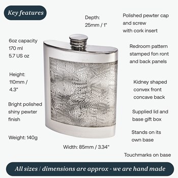 6oz Red Room Pewter Kidney Flask 6oz Red Room Pewter Kidney Flask
