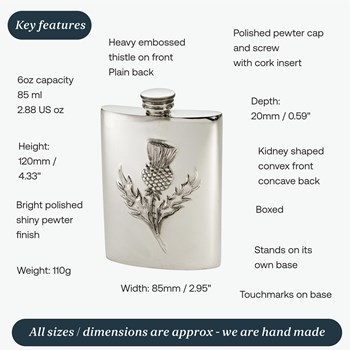 6oz Embossed Thistle Flask 6oz Embossed Thistle Flask