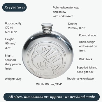 Knox 6oz Round Pewter Flask