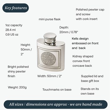 1oz Kells Small  Pewter Purse Flask
