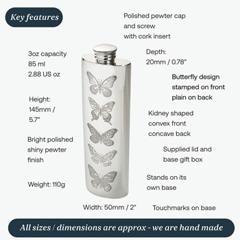 3oz Butterfly Pewter Purse Flask 3oz Butterfly Pewter Purse Flask