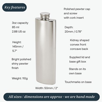 3oz Plain Pewter Purse Flask 3oz Plain Pewter Purse Flask