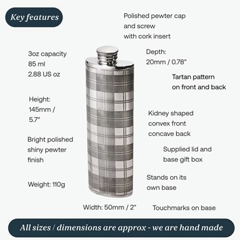 3oz Tartan Pewter Purse Flask 3oz Tartan Pewter Purse Flask