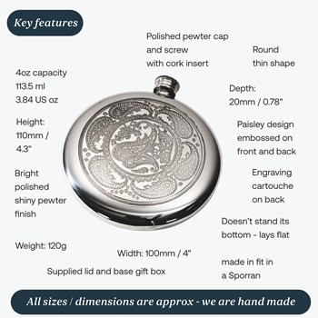 4oz Paisley Pewter Sporran Flask
