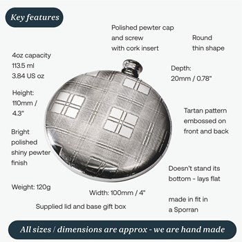 4oz Tartan Pewter Sporran Flask