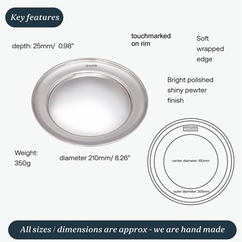 Medium Polished Finish Pewter Plate