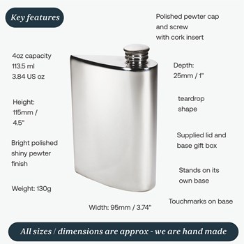 4oz Teardrop Pewter Spirit Flask 4oz Teardrop Pewter Spirit Flask