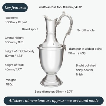 Large Pewter Claret Jug