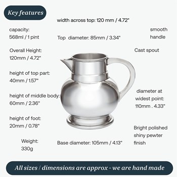 Medium Pewter Water Jug Beer Pitcher