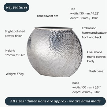 Hammered large round vase