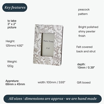 Peacock 2"X3" Mini Picture Frame