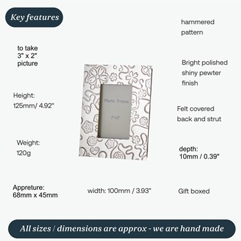 Yorkshire Rose Pewter 2"X3" Mini Picture Frame