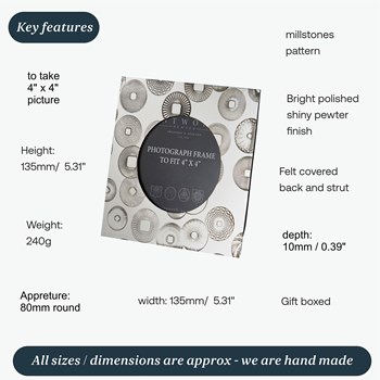 Millstones Small Pewter 4"X4" Frame