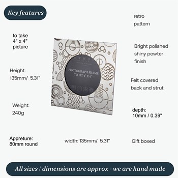 Retro Small Pewter 4"X4" Frame