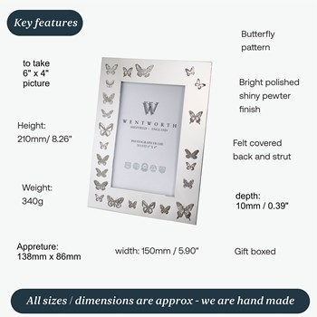 Butterfly Pewter 6"X4" Picture Frame Butterfly Pewter 6"X4" Picture Frame