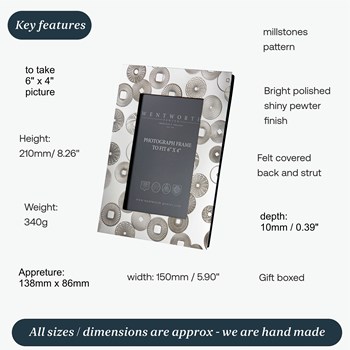 Millstones Pewter 6"X4" Picture Frame