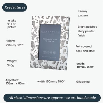 Paisley Pewter Triple Picture Frame