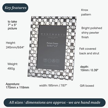 Large Knox 7"x5" Pewter Picture frame