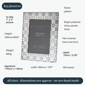 Large Tartan 7"x5" Pewter Picture Frame