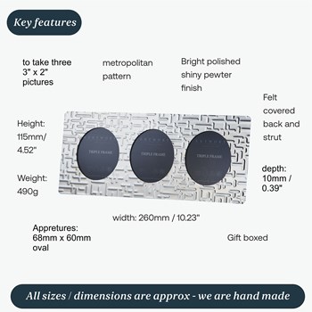 Triple Metropolitan Pewter Frame