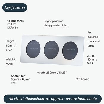 Plain Pewter Triple Frame