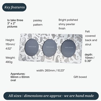 Paisley Pewter Triple Picture Frame Paisley Pewter Triple Picture Frame