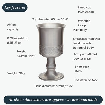 Medieval Antique Finish Pewter Goblet