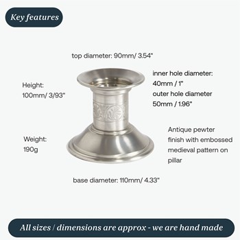 Extra Small Medieval Pewter Candle Holder Antique Finish