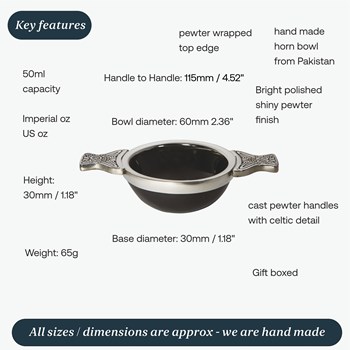 80mm Horn And Pewter Quaich 80mm Horn And Pewter Quaich