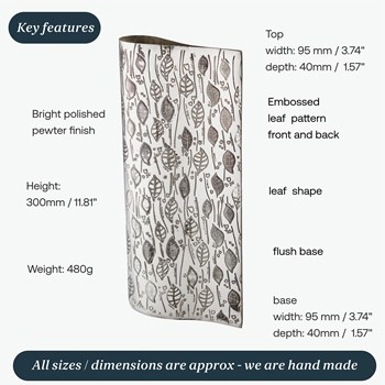 Large Leaf Pewter Vase