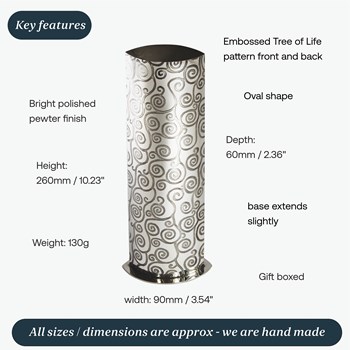 Large Tree Of Life Pewter Vase