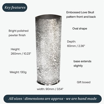 Love Skull Pattern Pewter Vase Love Skull Pattern Pewter Vase