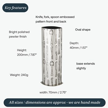 Medium Knife Fork Spoon Pewter Vase Medium Knife Fork Spoon Pewter Vase