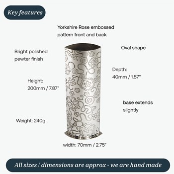 Medium Yorkshire Rose Pewter Vase