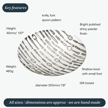 Knife, Fork, Spoon Pewter Bowl Knife, Fork, Spoon Pewter Bowl